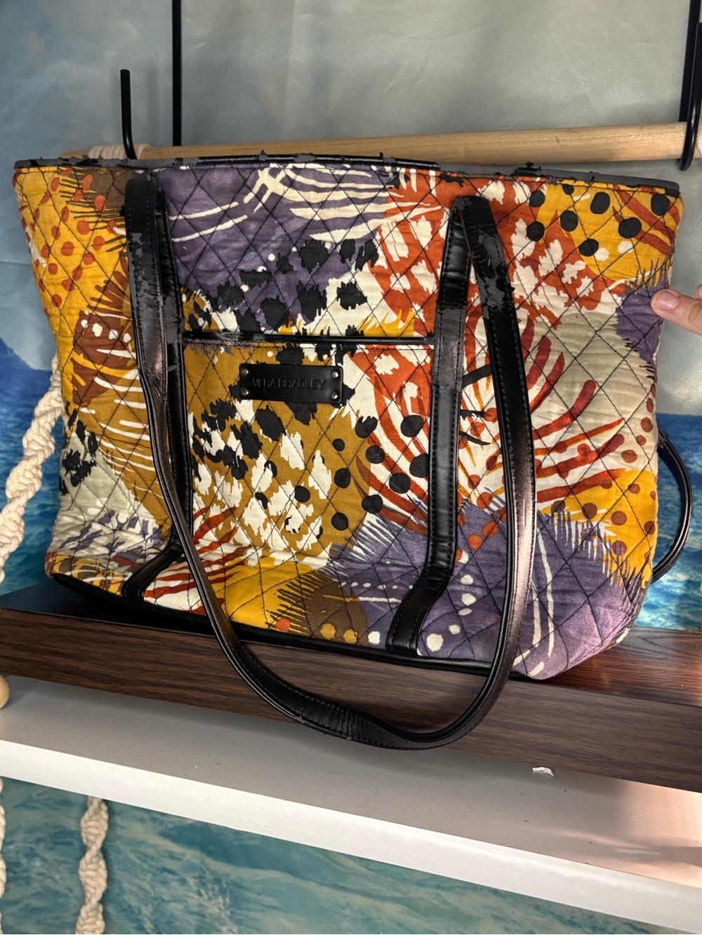 Vera Bradley Painted Feathers Quilted Tote in Abstract Print